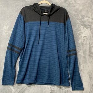 Burnside Mens XL Hoodie Long Sleeve Blue Heather Stripe Casual Activewear